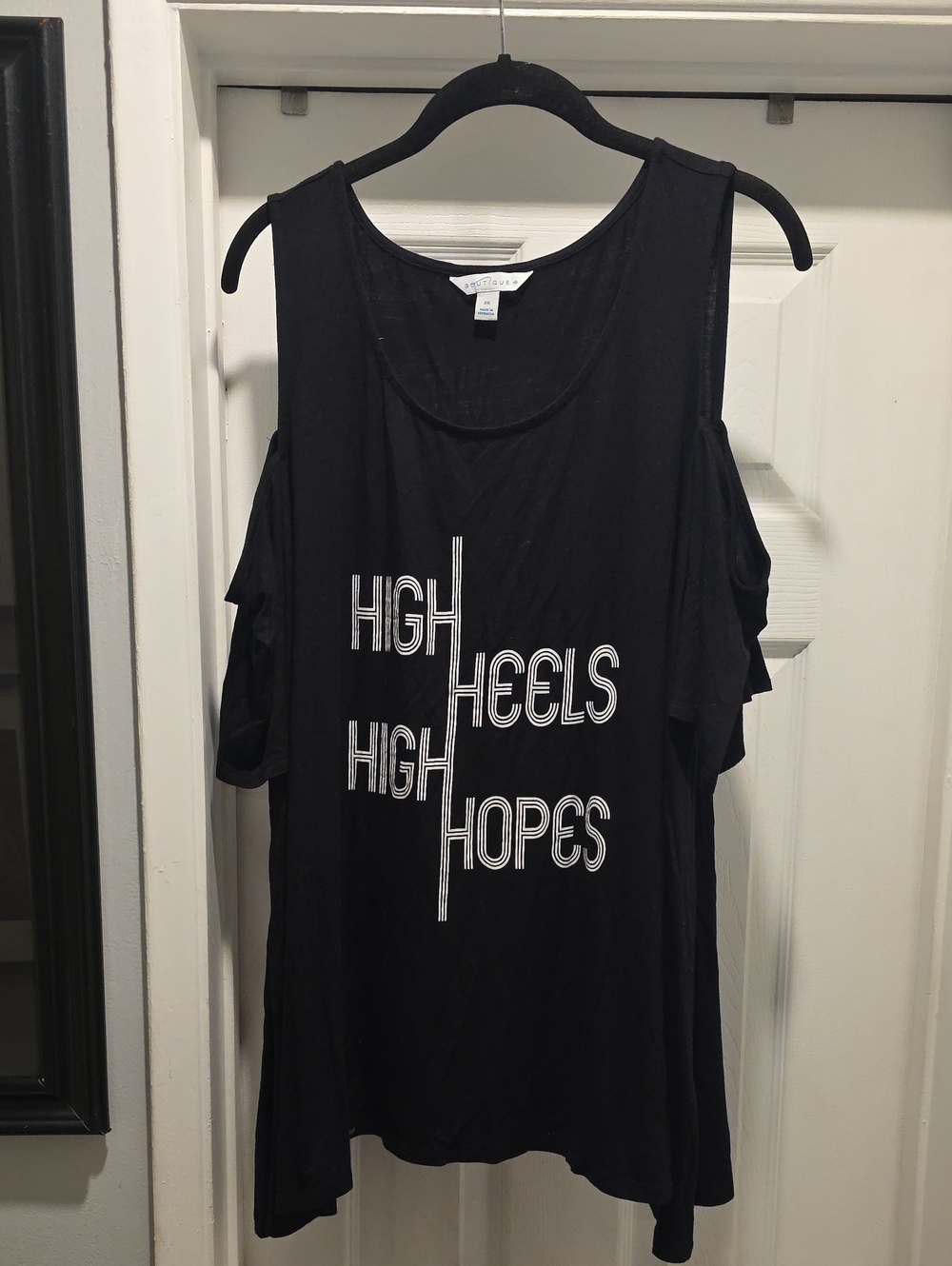 High Heels High Hopes Cold-Shoulder Tank Top - Black
